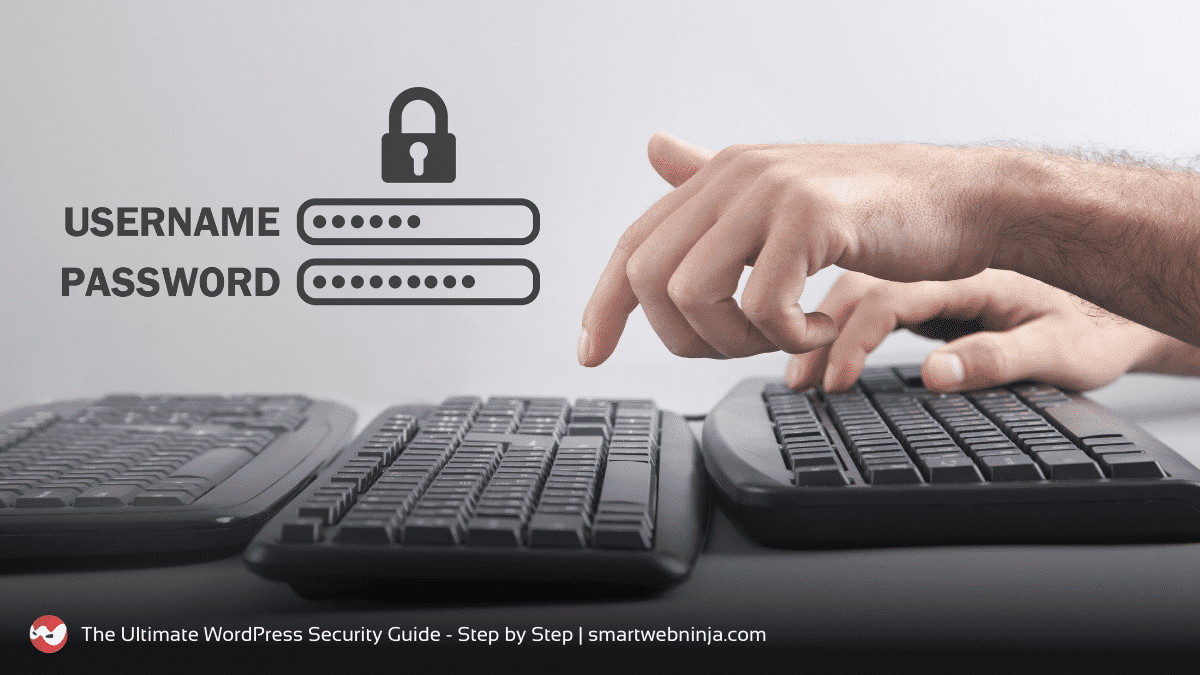Typing in username and password on a keyboard