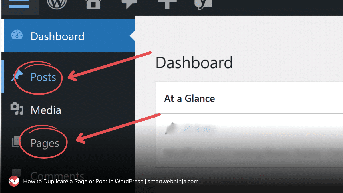 Step 1: From the Dashboard, go to the Posts or Pages section to access the post or page you wish to copy