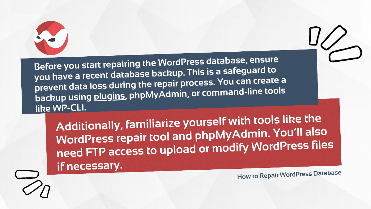 Ensure you have a backup of your WordPress site before initiating a repair